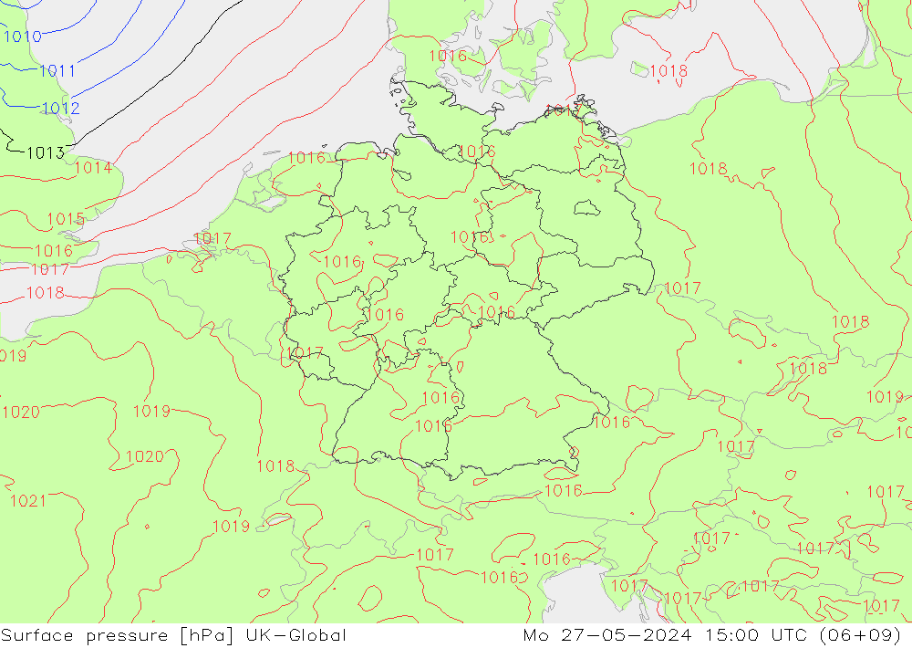 Presión superficial UK-Global lun 27.05.2024 15 UTC