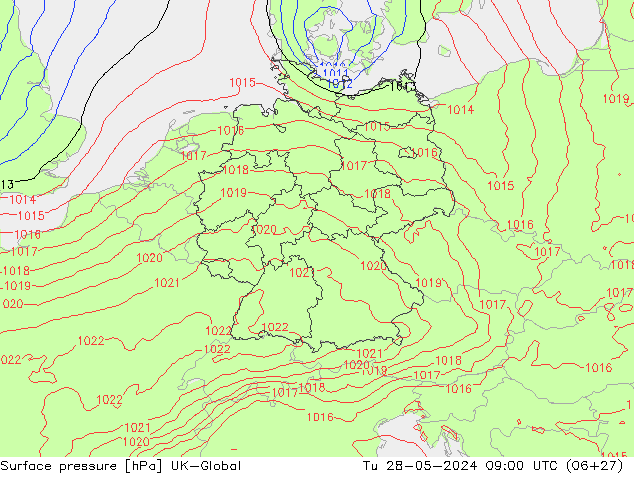 Surface pressure UK-Global Tu 28.05.2024 09 UTC