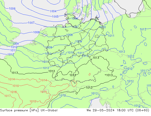 приземное давление UK-Global ср 29.05.2024 18 UTC