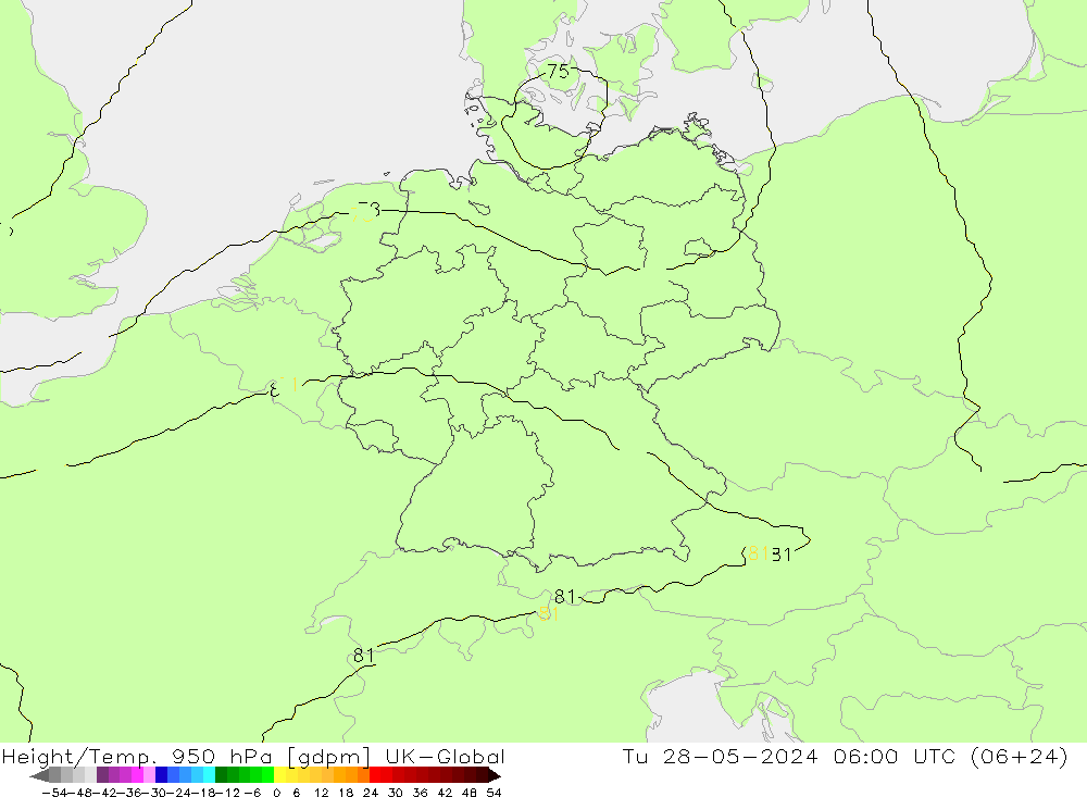 Height/Temp. 950 hPa UK-Global Di 28.05.2024 06 UTC