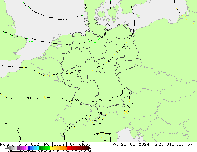 Height/Temp. 950 гПа UK-Global ср 29.05.2024 15 UTC