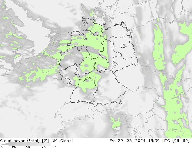 Nubes (total) UK-Global mié 29.05.2024 18 UTC