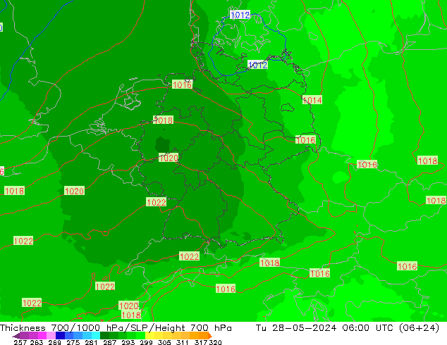 Dikte700-1000 hPa UK-Global di 28.05.2024 06 UTC