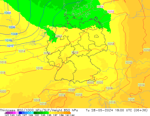 850-1000 hPa Kalınlığı UK-Global Sa 28.05.2024 18 UTC