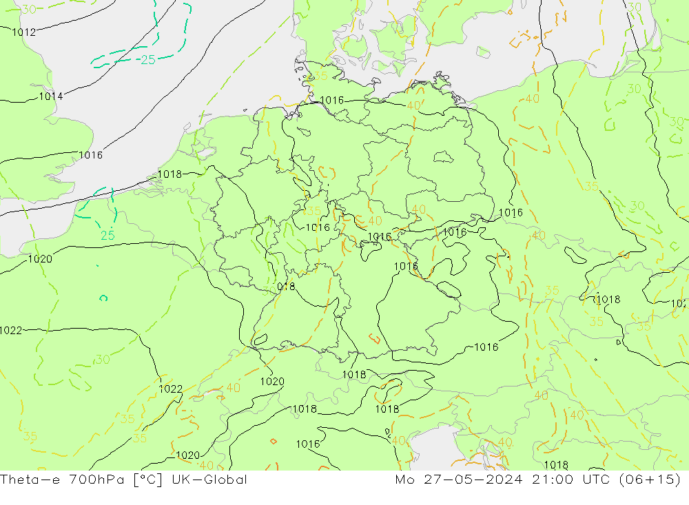 Theta-e 700hPa UK-Global  27.05.2024 21 UTC