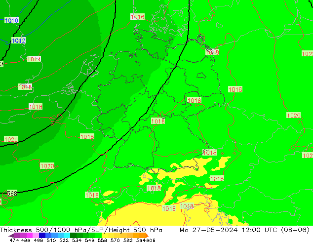 500-1000 hPa Kalınlığı UK-Global Pzt 27.05.2024 12 UTC