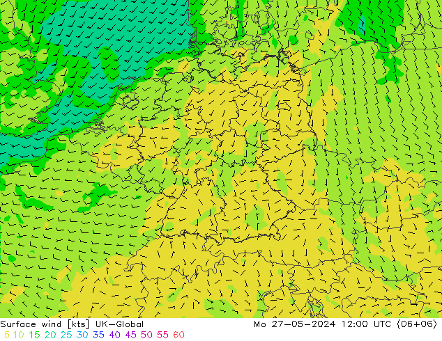 Surface wind UK-Global Po 27.05.2024 12 UTC