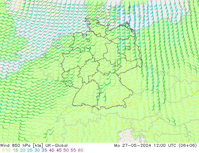 Rüzgar 850 hPa UK-Global Pzt 27.05.2024 12 UTC