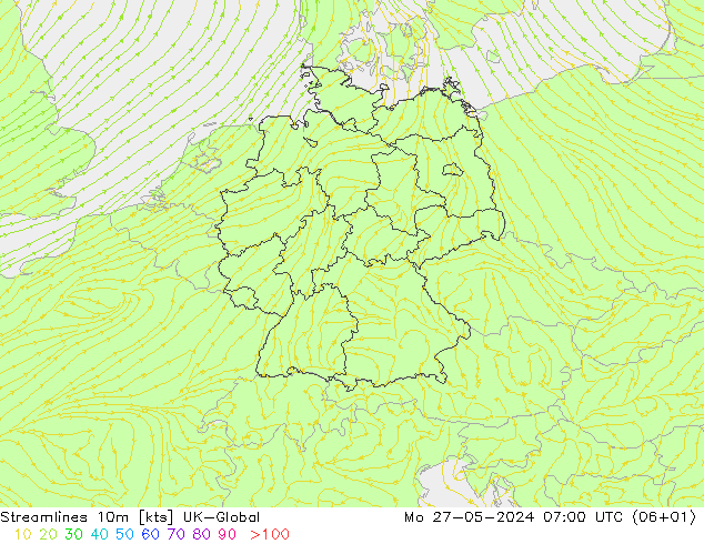 Rüzgar 10m UK-Global Pzt 27.05.2024 07 UTC