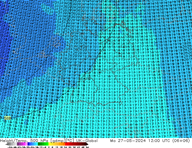 Height/Temp. 500 hPa UK-Global Po 27.05.2024 12 UTC