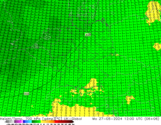 Yükseklik/Sıc. 700 hPa UK-Global Pzt 27.05.2024 12 UTC