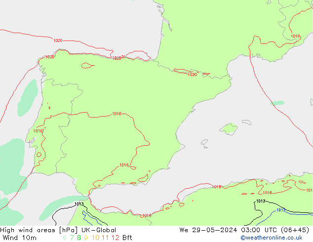 Izotacha UK-Global śro. 29.05.2024 03 UTC