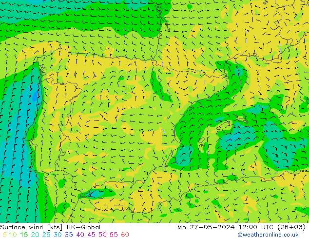 ветер 10 m UK-Global пн 27.05.2024 12 UTC