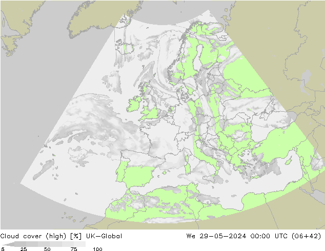 Bewolking (Hoog) UK-Global wo 29.05.2024 00 UTC