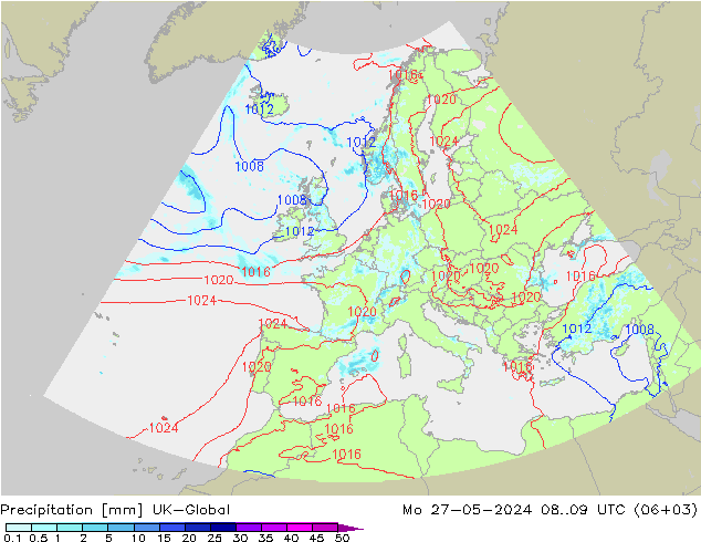 降水 UK-Global 星期一 27.05.2024 09 UTC