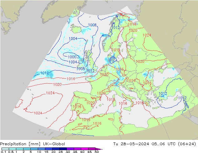 Precipitazione UK-Global mar 28.05.2024 06 UTC