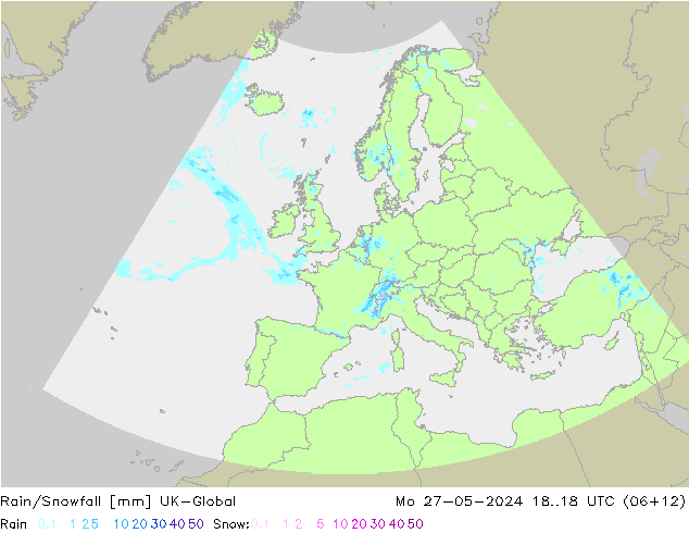 Rain/Snowfall UK-Global lun 27.05.2024 18 UTC