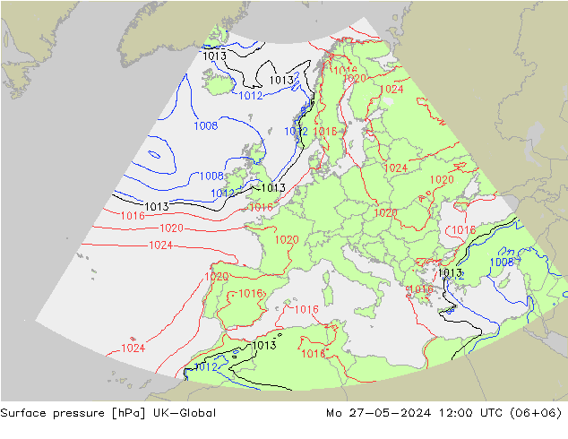 地面气压 UK-Global 星期一 27.05.2024 12 UTC