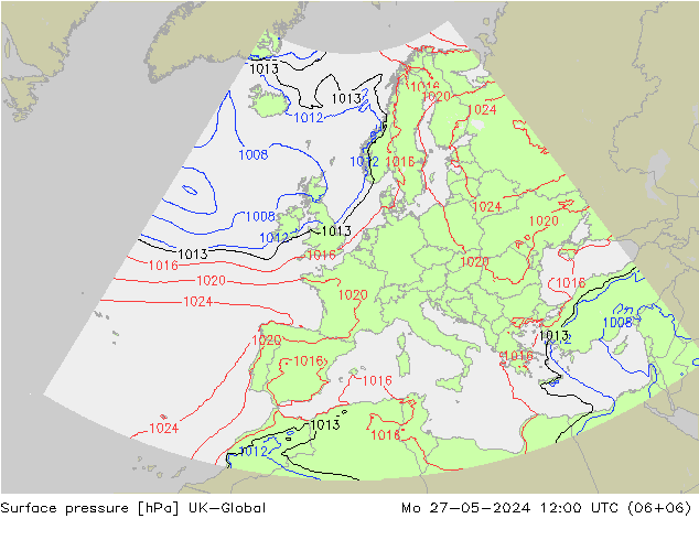 pression de l'air UK-Global lun 27.05.2024 12 UTC