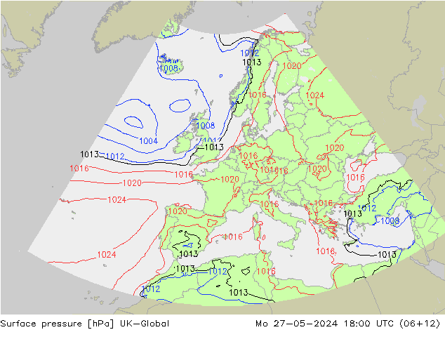 Surface pressure UK-Global Mo 27.05.2024 18 UTC