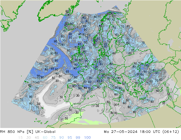RH 850 hPa UK-Global Mo 27.05.2024 18 UTC