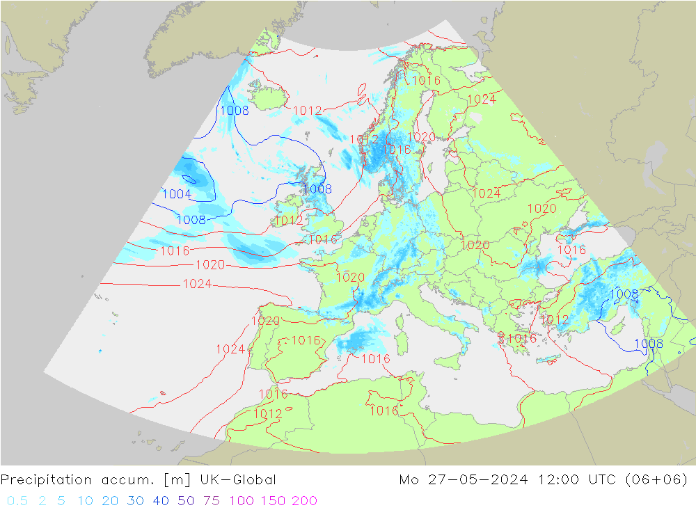 Precipitation accum. UK-Global Mo 27.05.2024 12 UTC
