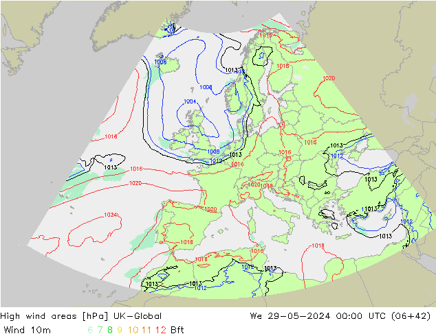 High wind areas UK-Global We 29.05.2024 00 UTC