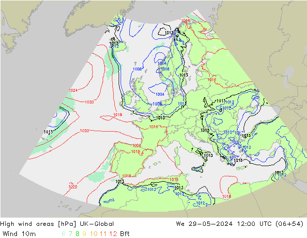 High wind areas UK-Global We 29.05.2024 12 UTC