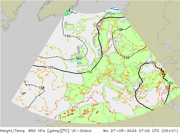 Hoogte/Temp. 850 hPa UK-Global ma 27.05.2024 07 UTC