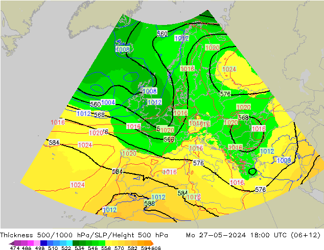 Schichtdicke 500-1000 hPa UK-Global Mo 27.05.2024 18 UTC