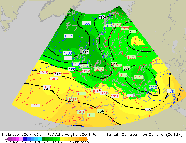 Thck 500-1000hPa UK-Global Tu 28.05.2024 06 UTC