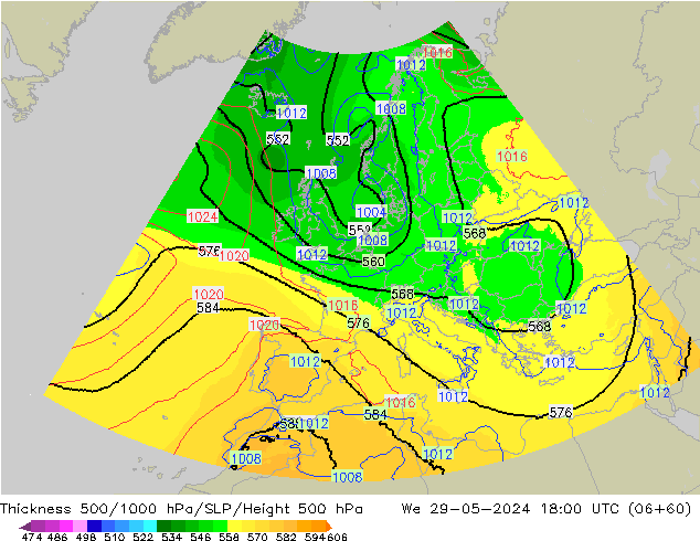 Thck 500-1000hPa UK-Global  29.05.2024 18 UTC