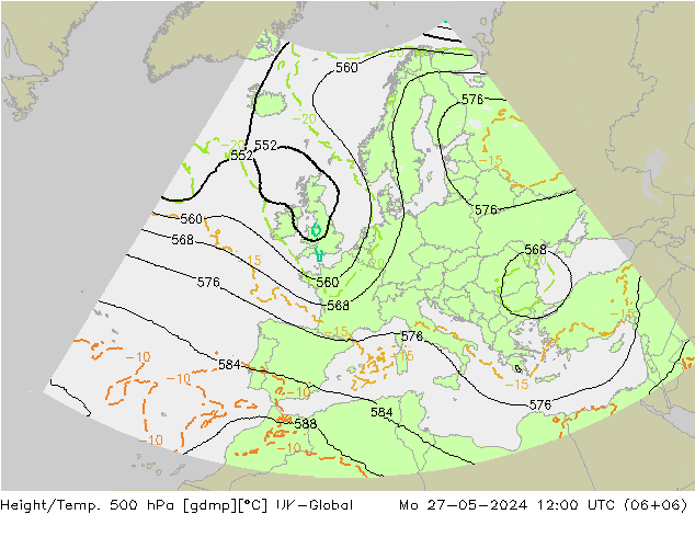 Yükseklik/Sıc. 500 hPa UK-Global Pzt 27.05.2024 12 UTC