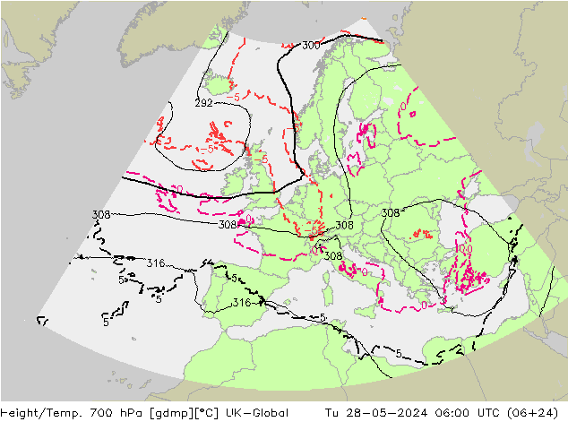 Height/Temp. 700 hPa UK-Global Di 28.05.2024 06 UTC
