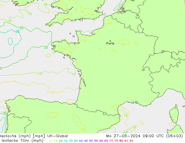 Isotachen (mph) UK-Global Mo 27.05.2024 09 UTC