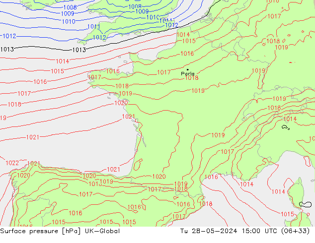 Yer basıncı UK-Global Sa 28.05.2024 15 UTC