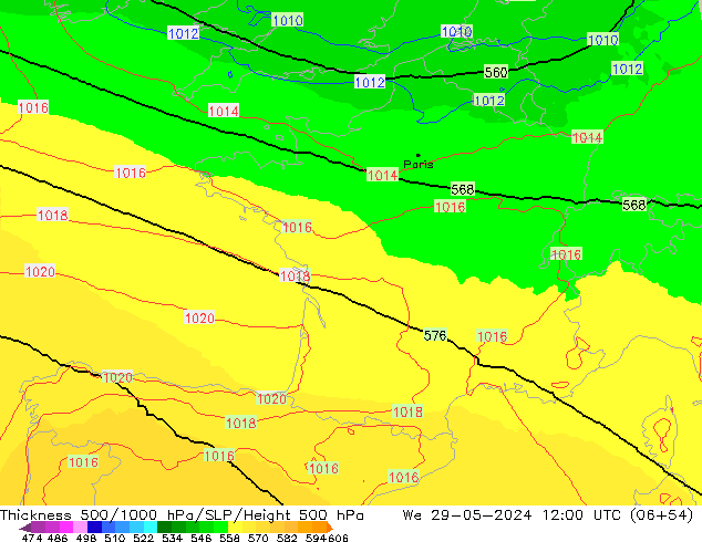 Thck 500-1000hPa UK-Global We 29.05.2024 12 UTC