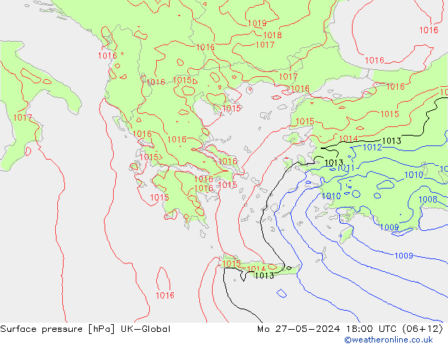 Surface pressure UK-Global Mo 27.05.2024 18 UTC