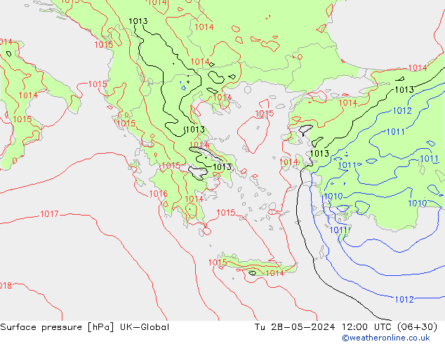 Surface pressure UK-Global Tu 28.05.2024 12 UTC