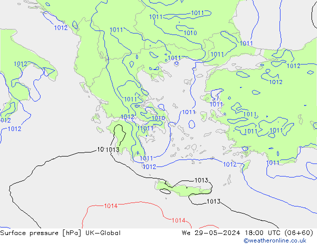 Atmosférický tlak UK-Global St 29.05.2024 18 UTC