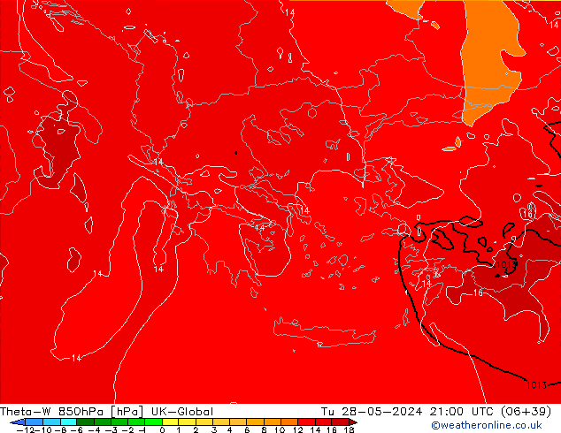 Theta-W 850hPa UK-Global Tu 28.05.2024 21 UTC