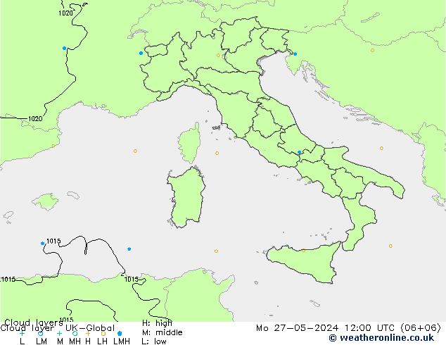 Cloud layer UK-Global пн 27.05.2024 12 UTC