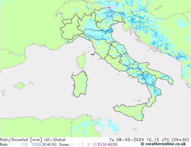 Rain/Snowfall UK-Global Ter 28.05.2024 12 UTC