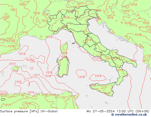 Presión superficial UK-Global lun 27.05.2024 12 UTC