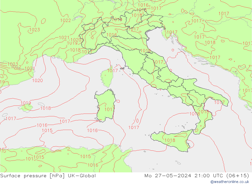 Luchtdruk (Grond) UK-Global ma 27.05.2024 21 UTC