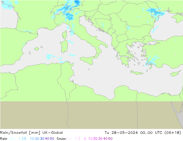 Regen/Sneeuwval UK-Global di 28.05.2024 00 UTC