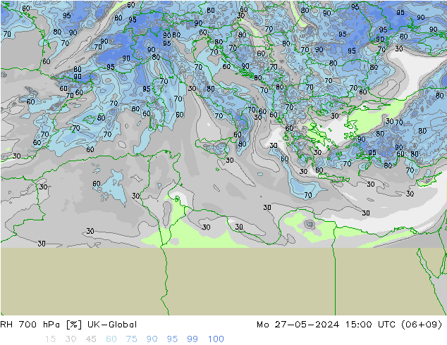 RH 700 hPa UK-Global pon. 27.05.2024 15 UTC