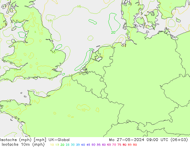 Isotachen (mph) UK-Global ma 27.05.2024 09 UTC