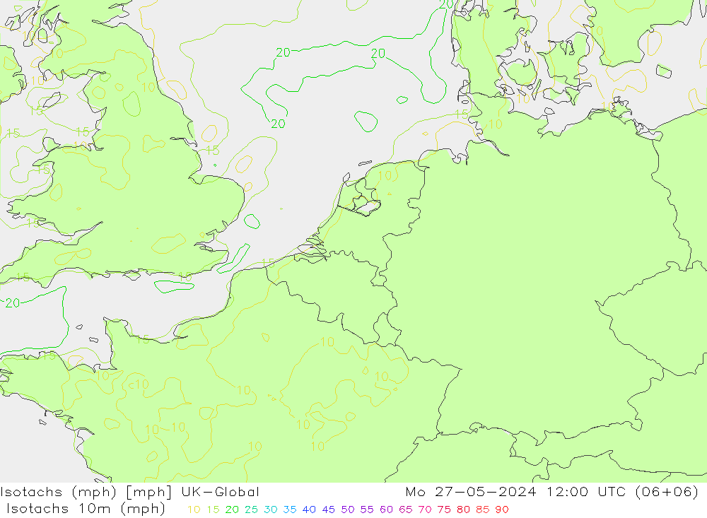 Isotachen (mph) UK-Global Mo 27.05.2024 12 UTC