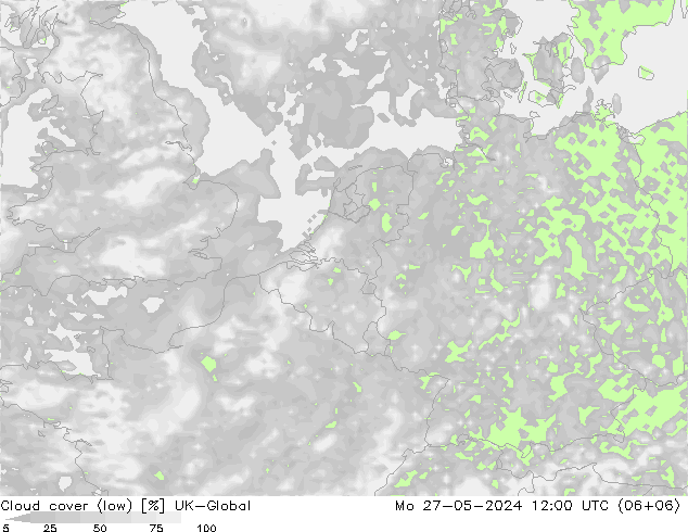 zachmurzenie (niskie) UK-Global pon. 27.05.2024 12 UTC